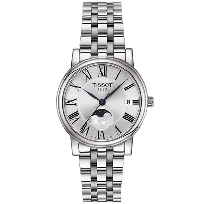 TISSOT 天梭 官方授權 Carson 羅馬月相石英女錶 迎春好禮-32mm T1222231103300