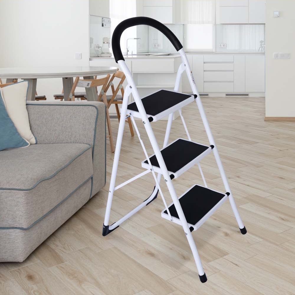 【AOTTO】免組裝安全扶手多功能三步碳鋼折疊梯