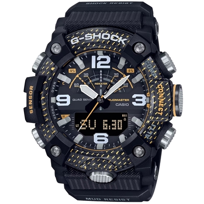 CASIO 卡西歐 G-SHOCK 藍牙連線 強悍多功能雙顯腕錶 母親節 禮物 51.3mm / GG-B100Y-1A