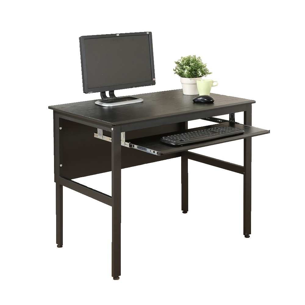《DFhouse》頂楓90公分電腦辦公桌+1鍵盤 -黑橡色 90*60*76