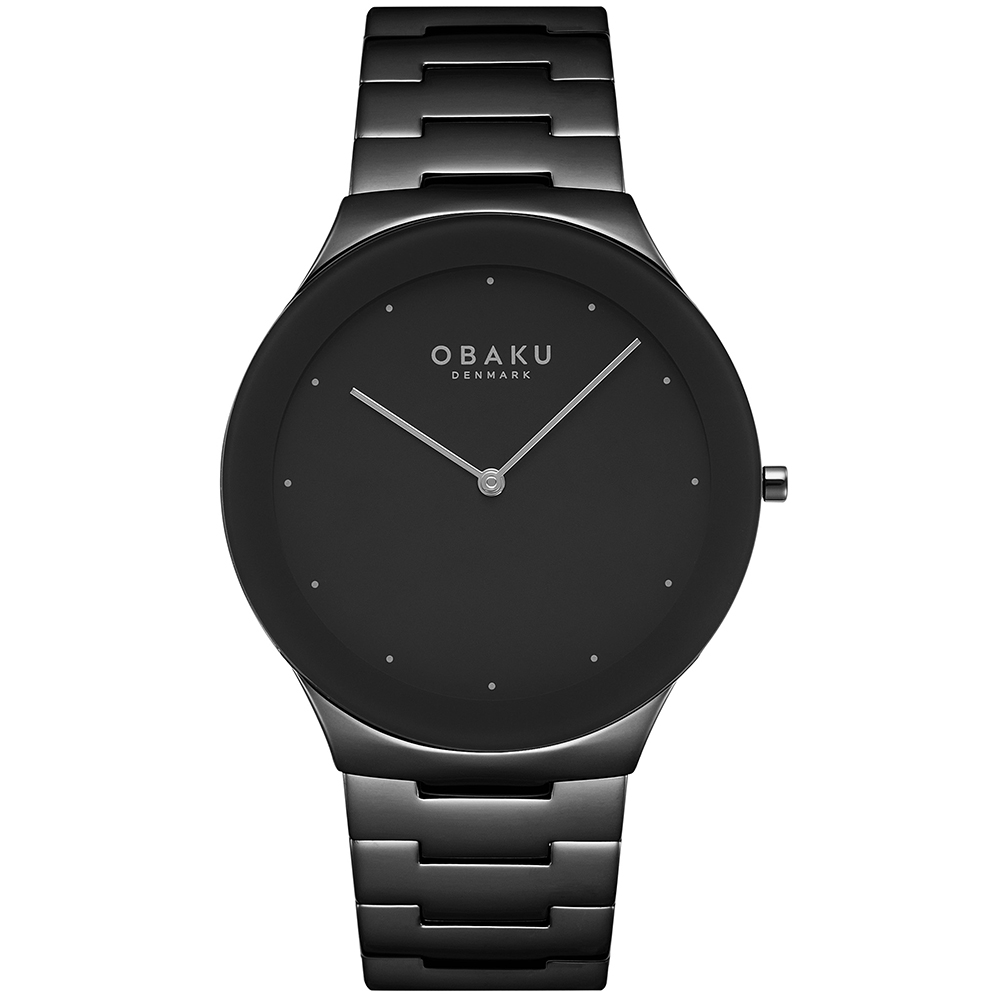 OBAKU 北歐極簡風紳士時尚腕錶-黑-V290GXBBSB-42mm