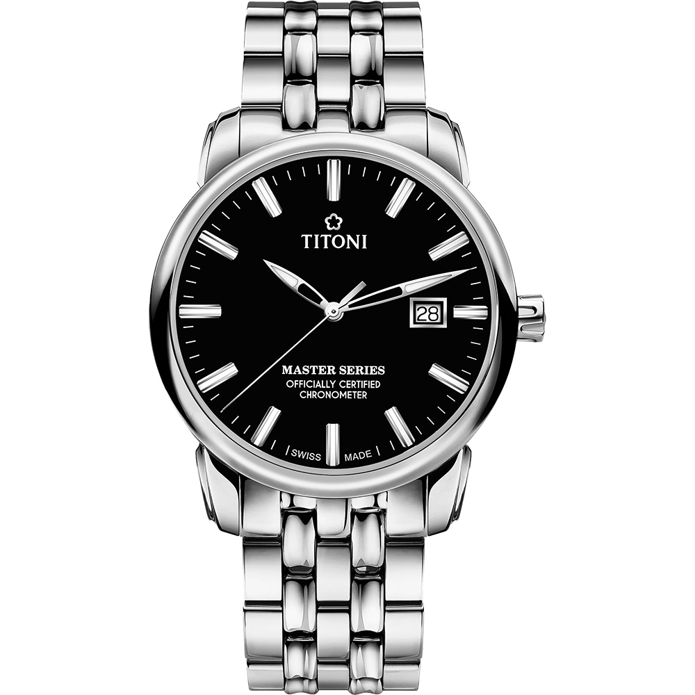 TITONI 梅花錶 大師系列天文台認證機械錶(83188 S-577)-黑x銀/41mm