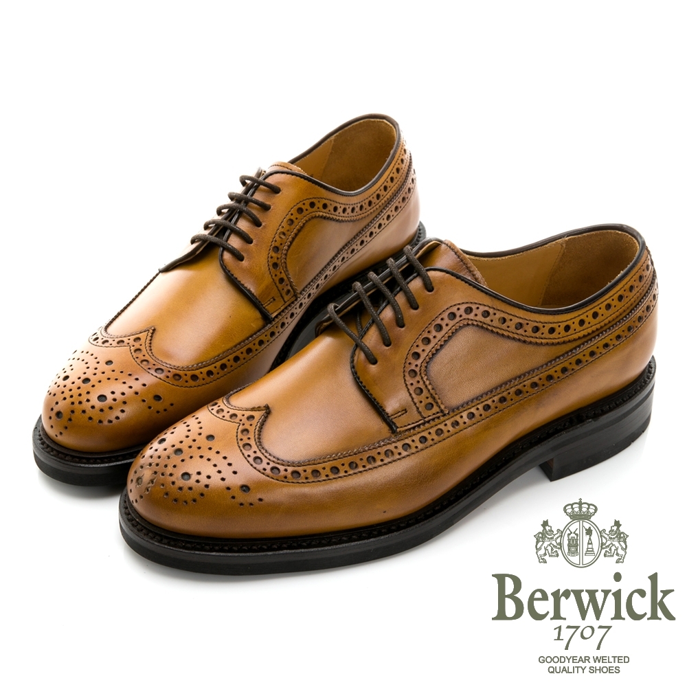 BERWICK西班牙進口-固特異手工縫線鋸齒翼紋雕花牛津鞋 -棕 515028KM