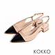 KOKKO異材質拼接小香風顯瘦為彎折半包鞋裸膚色 product thumbnail 1