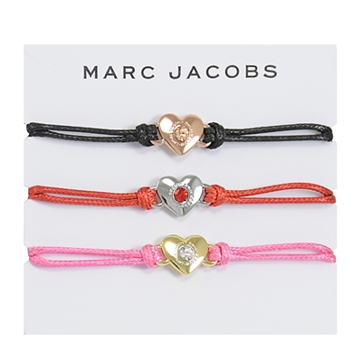 MARC JACOBS 鑲嵌水鑽心型手鍊套組(金/銀/玫金)