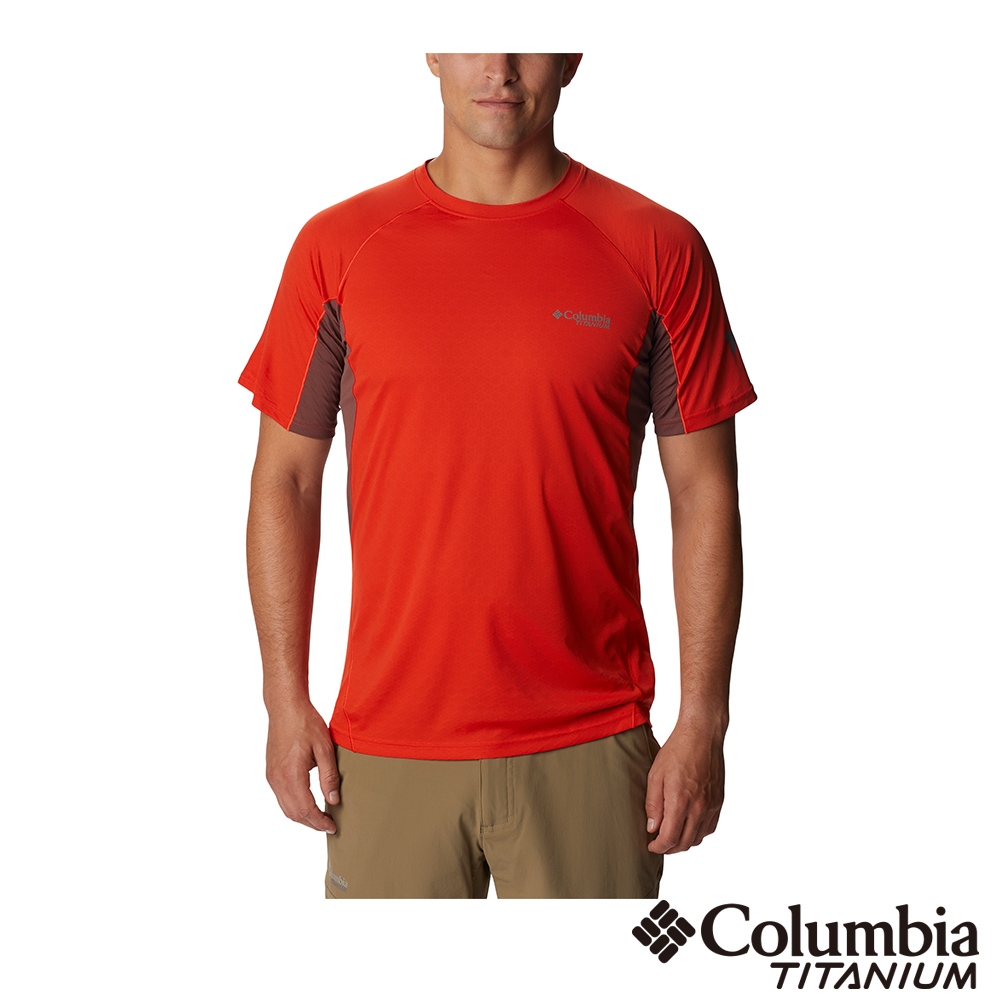 Columbia 哥倫比亞 男款-鈦UPF50酷涼快排短袖上衣-橘紅 UAE43990AH / S23