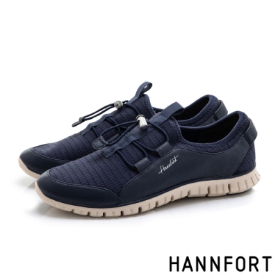 HANNFORT ZERO GRAVITY 束繩彈力條紋運動鞋-女-深藍