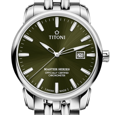TITONI 梅花錶 大師系列 天文台認證 經典機械腕錶 83188S-660 牛津綠 41mm