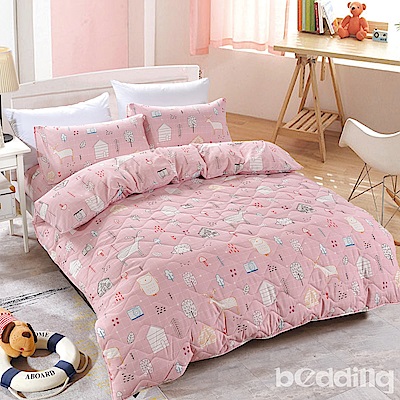 BEDDING-舒適系列海島棉6x7尺特大雙人薄式床包三件組-童話林