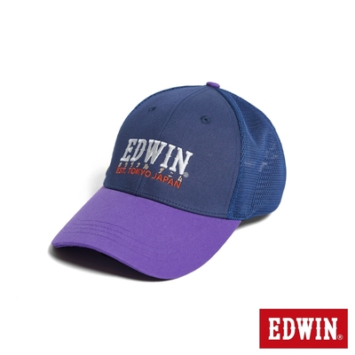 EDWIN 電繡印花棒球網帽-男女-丈青色