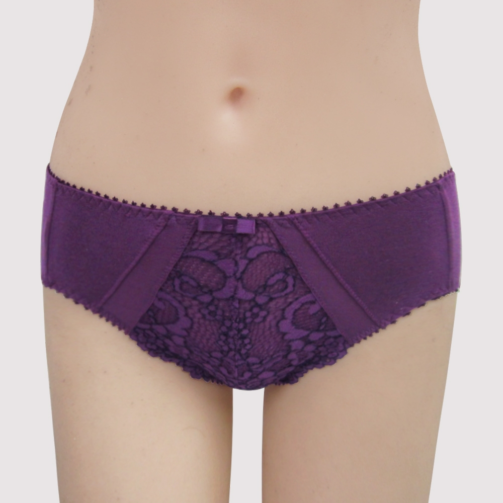 曼黛瑪璉 雙弧絲蛋白  中腰三角棉內褲(華麗紫)