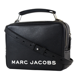 MARC JACOBS 專櫃款 THE BOX23荔枝紋手提/斜背二用包-白字黑/中