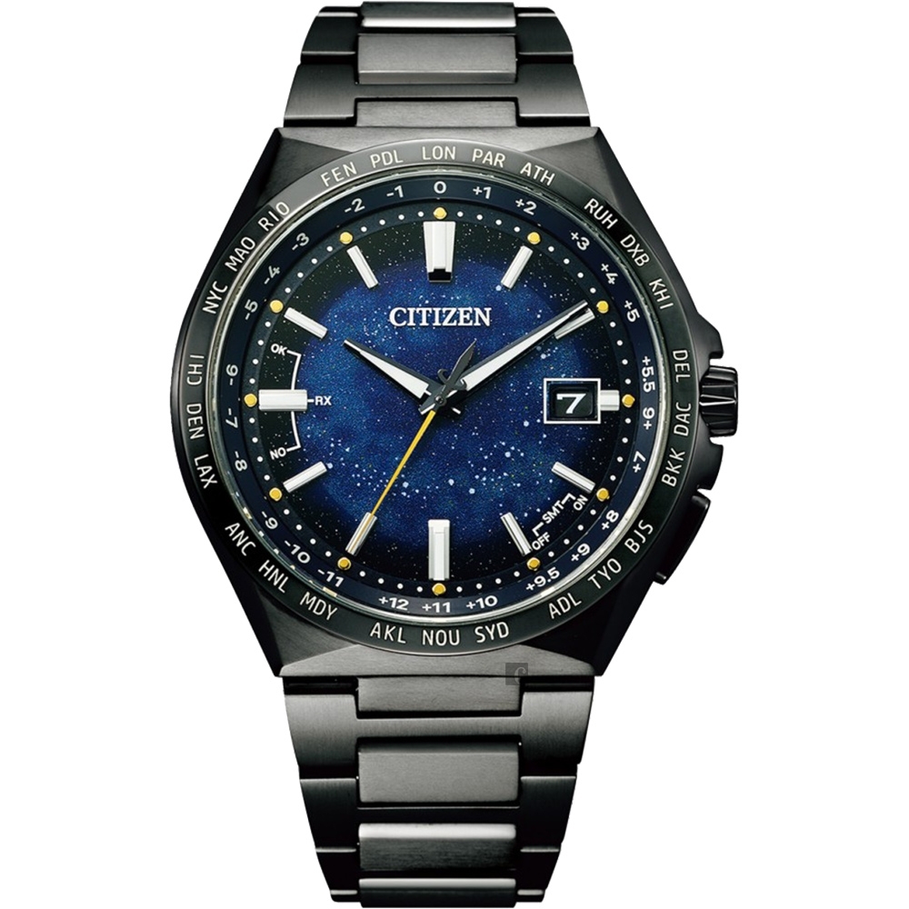 CITIZEN 星辰 限量星空藍超級鈦 光動能電波手錶  CB0219-50L
