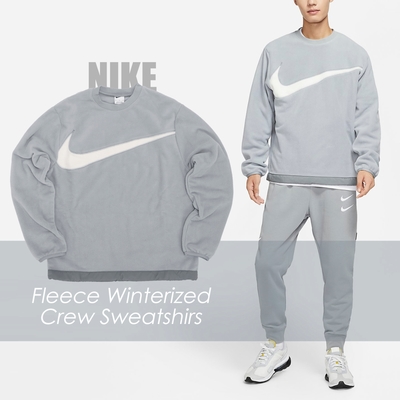 Nike 長袖 Club Fleece 大勾 衛衣 大學T 灰 白 男女款 搖粒絨 上衣 保暖 DQ4895-073