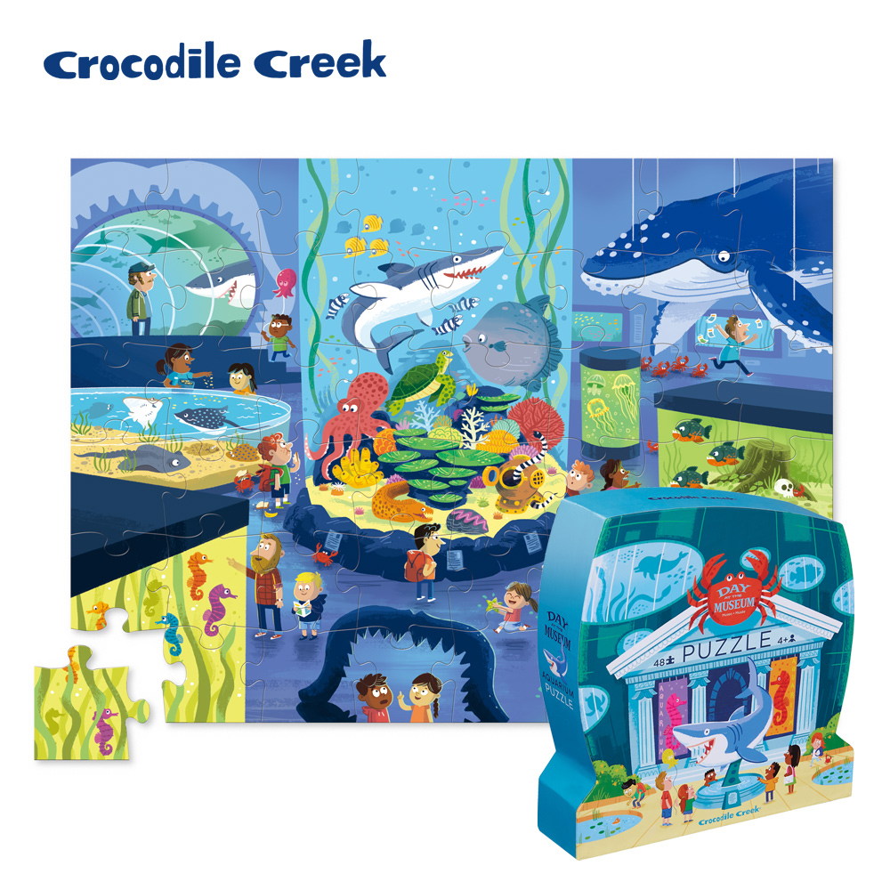 美國Crocodile Creek 博物館造型盒學習拼圖-海生館