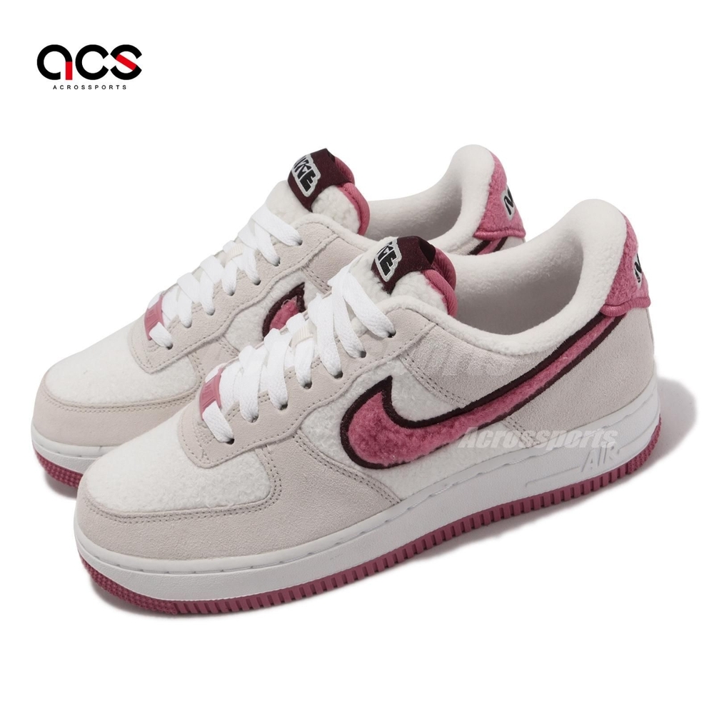 Nike Wmns Air Force 1 07 LX 女鞋男鞋AF1 米白粉紅毛絨休閒鞋FB1873