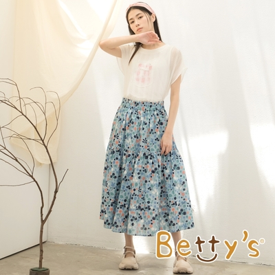 betty’s貝蒂思　鬆緊腰圍碎花蛋糕長裙(淺藍)