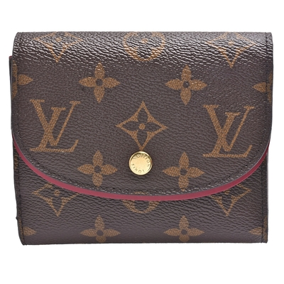 LV M62036 Ariane系列經典Monogram印花帆布暗釦短夾(紫紅色-展示品)