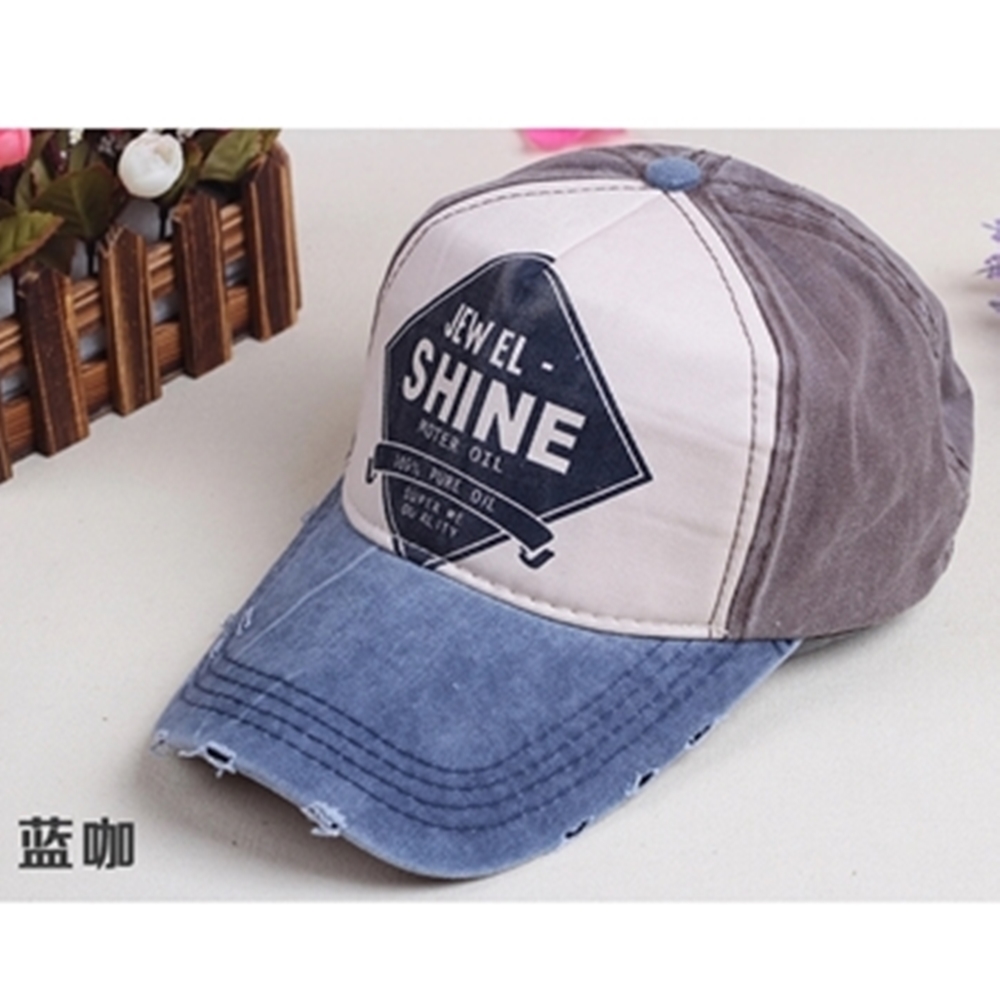 Midailuo日韓版新潮牛仔磨破帽美式街頭風棒球帽153050(有Shine字樣)防曬遮陽透氣帽賽車帽