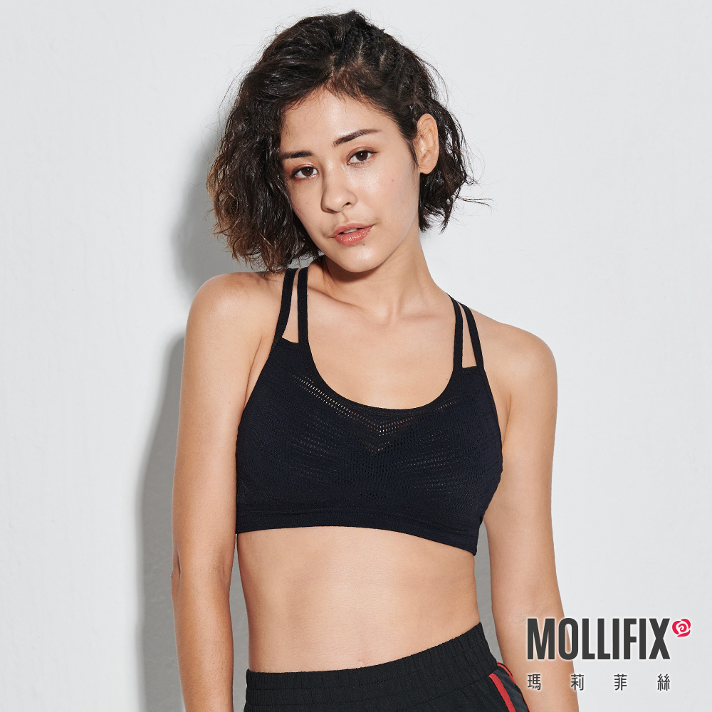 Mollifix 瑪莉菲絲 A++活力雙肩帶舒活BRA (黑)瑜珈服