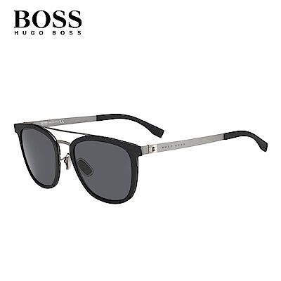 HUGO BOSS- BOSS 0861/F/S 復古眉框墨鏡 黑色