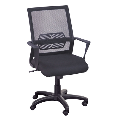 【綠活居】阿瓦薩 簡約黑網布低背辦公椅-60x53x95-100cm免組