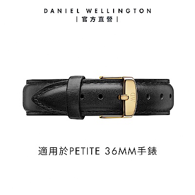 Daniel Wellington DW 錶帶 Petite Sheffield 16mm爵士黑真皮錶帶-香檳金 DW00200232