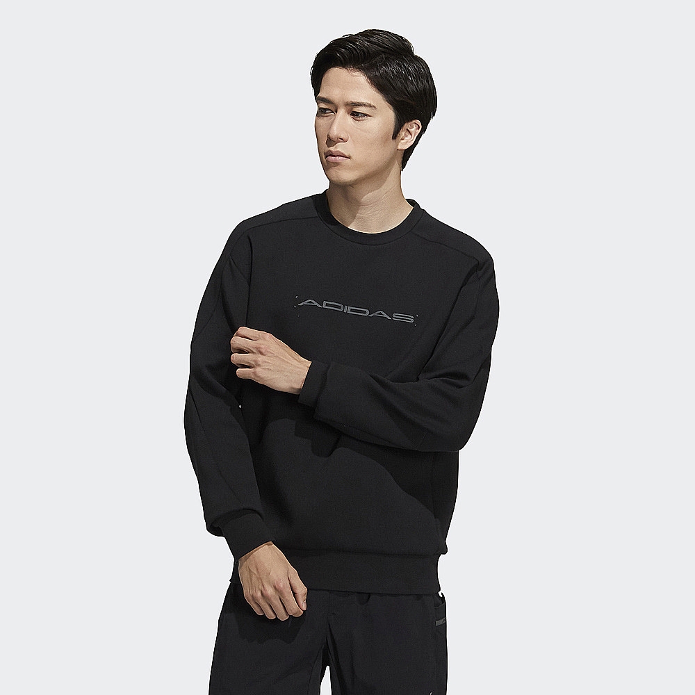 ADIDAS TH ENG SWEAT 大學T  男長袖上衣-黑-H39272