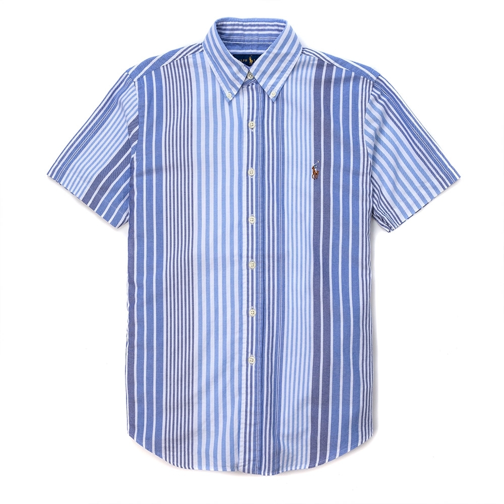 Polo Ralph Lauren 年度經典刺繡小馬短袖商務襯衫CLASSIC FIT-藍格紋色