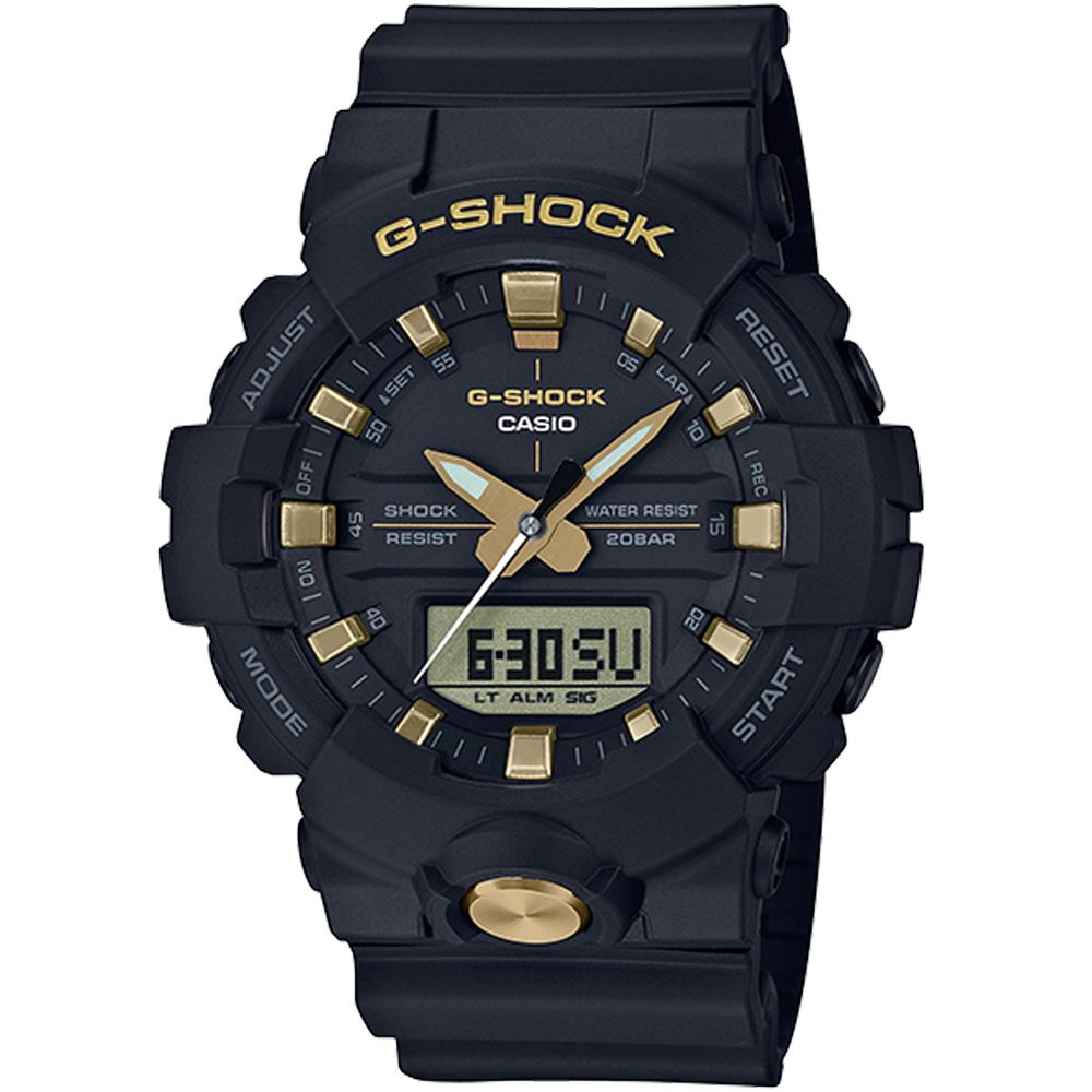 G-SHOCK 卡西歐 搶眼金點 雙顯運動錶(GA-810B-1A9)-黑/48.6mm