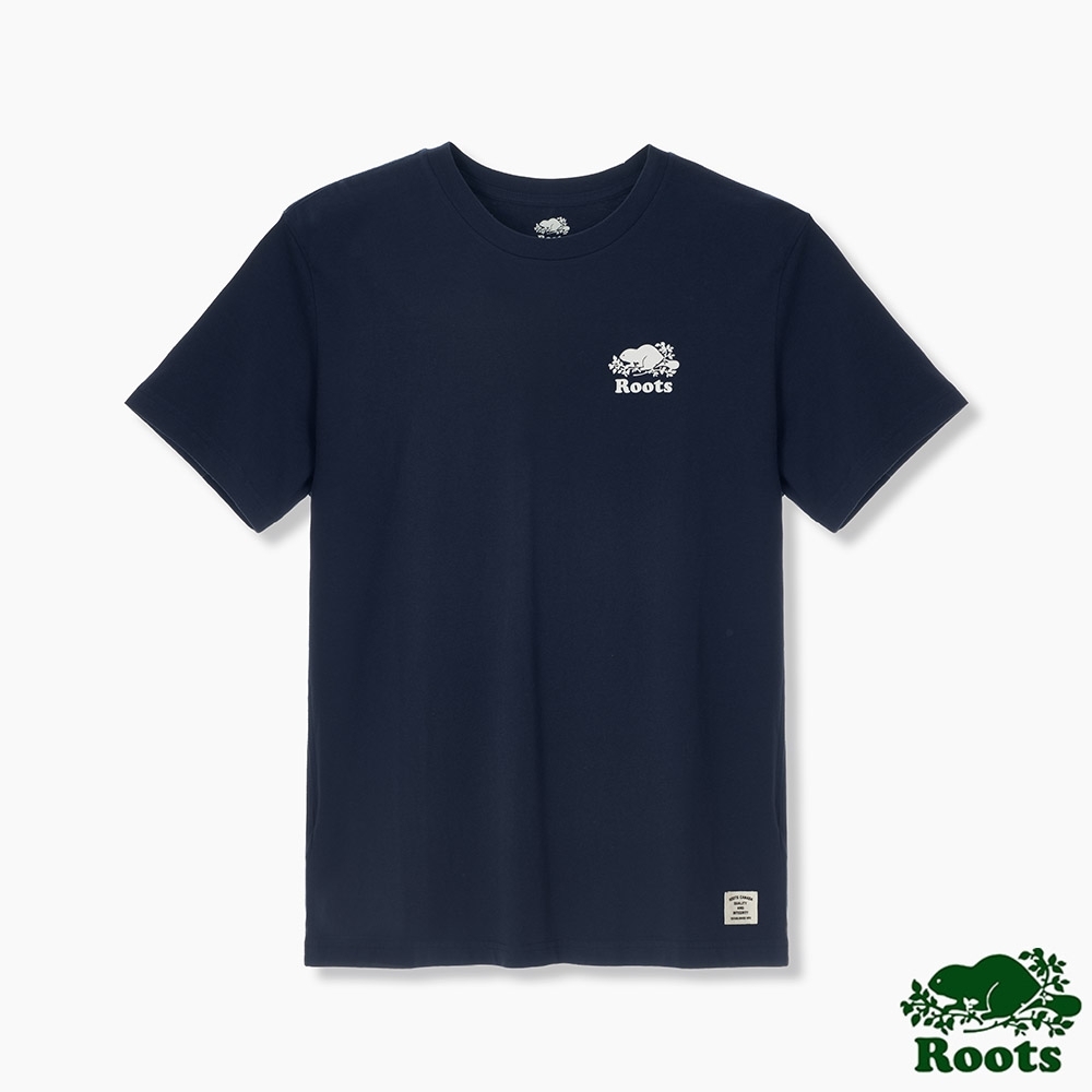 Roots男裝-環保有機棉系列 經典短袖T恤-藍色