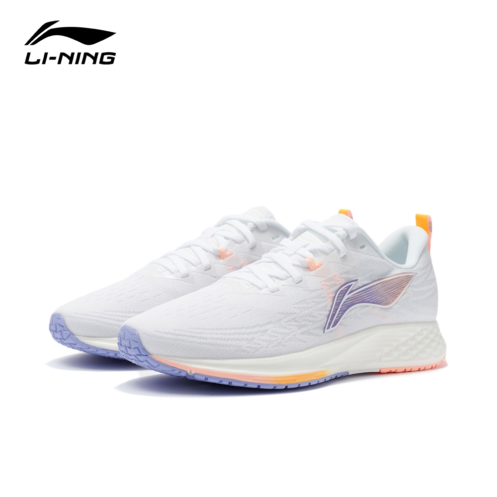 LI-NING 李寧 赤兔4代女子 回彈競速跑鞋 標準白/螢光柔橘 ARMS006-4