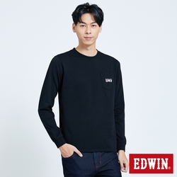 EDWIN 人氣復刻 LOGO口袋薄長袖T恤-男-黑色