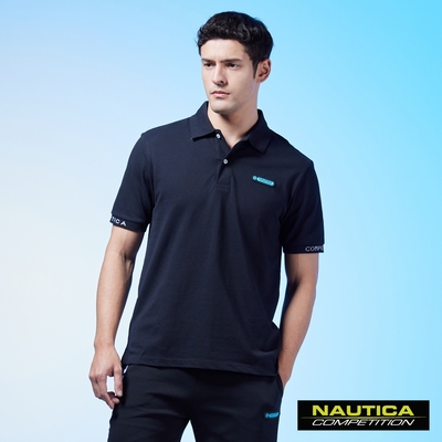 Nautica 男裝 COMPETITION簡約素面短袖POLO衫-黑色