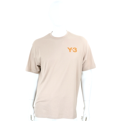 Y-3 字母標誌微彈性棉質卡其色短袖TEE T恤