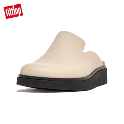 【FitFlop】GEN-FF LEATHER MULES經典舒適木屐鞋/穆勒鞋-女(白石色)