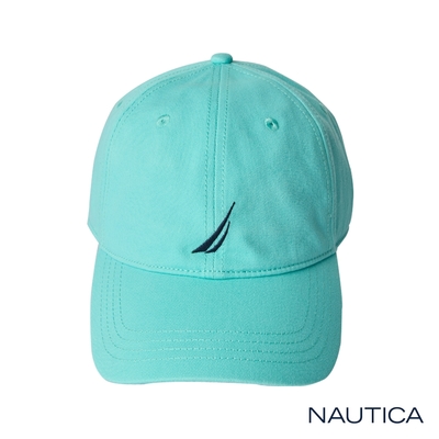 Nautica 時尚品牌LOGO刺繡休閒帽-藍綠色