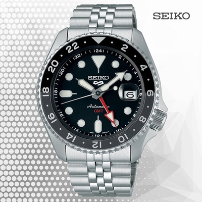 SEIKO精工 5 Sports 精工5號 GMT 兩地時間 機械錶-42.5mm SSK001K1/4R34-00A0D 黑灰_SK028