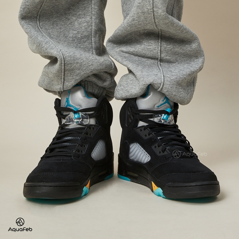 Nike Jordan 5 Retro Aqua 男鞋黑色喬丹經典籃球運動休閒鞋DD0587-047