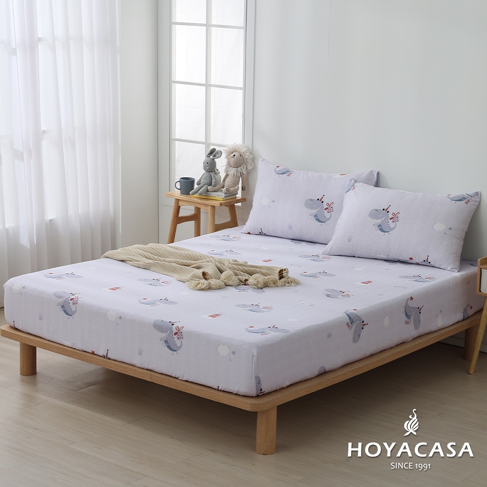 HOYACASA 100%天絲枕套床包三件組(單人/雙人/加大)-多款任選 (快樂夥伴)