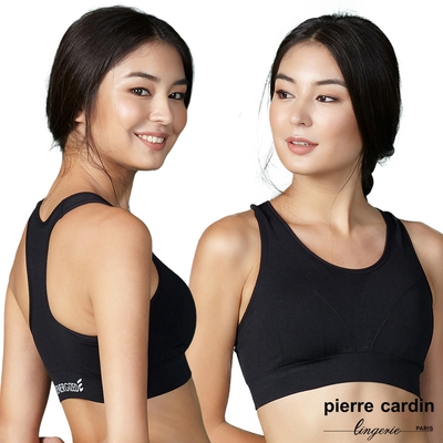 【pierre cardin 皮爾卡登女性內衣】無縫透氣運動內衣-黑