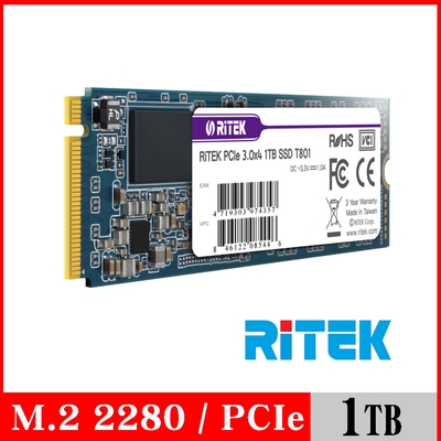 RITEK錸德 T801 1TB M2 2280/PCI-E SSD固態硬碟