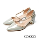 KOKKO優雅尖頭牛漆皮鉚釘瑪莉珍鏡面粗跟鞋薄荷綠 product thumbnail 1