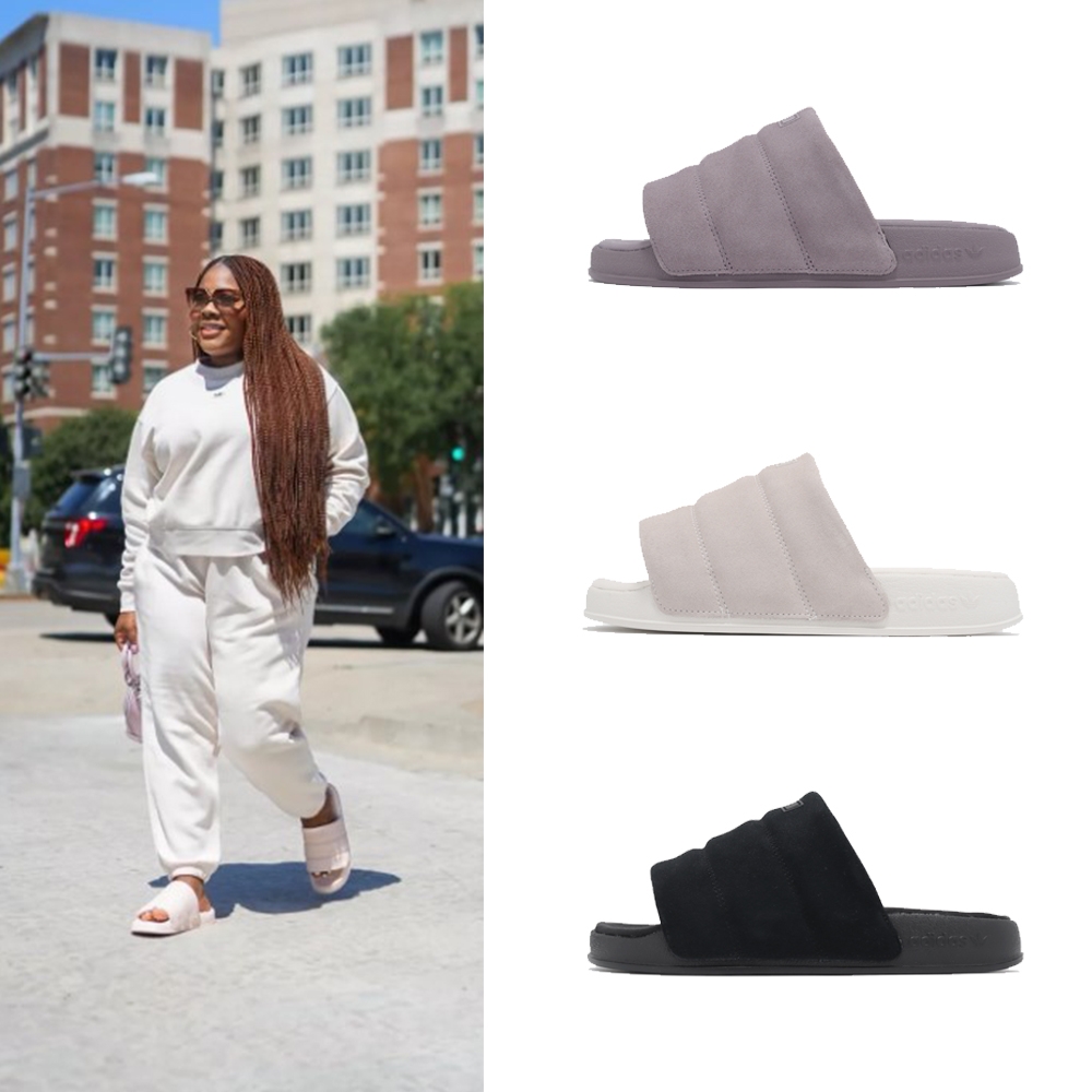 adidas 拖鞋 Adilette Essential W 女鞋 絨面 柔軟 居家 休閒 涼鞋 愛迪達 單一價 IF3572