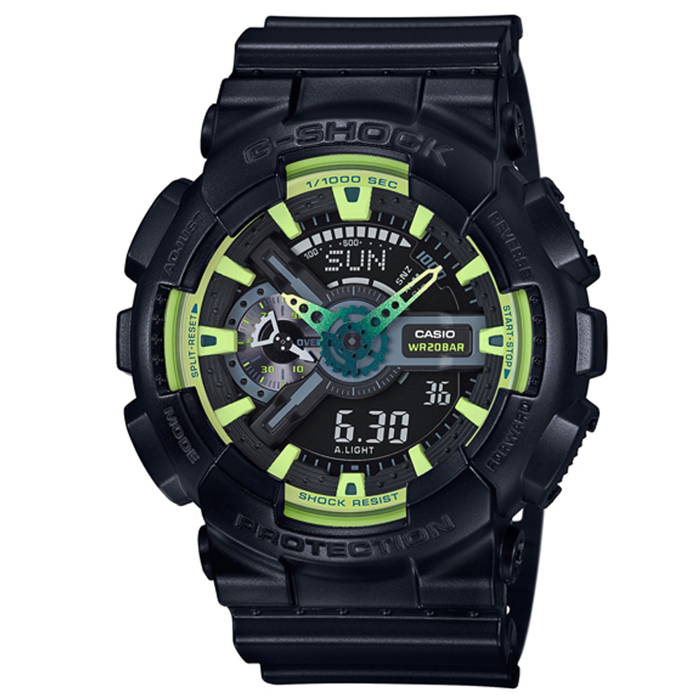 G-SHOCK 萊姆綠配色多層次休閒運動錶(GA-110LY-1A)/51.2mm | G-SHOCK