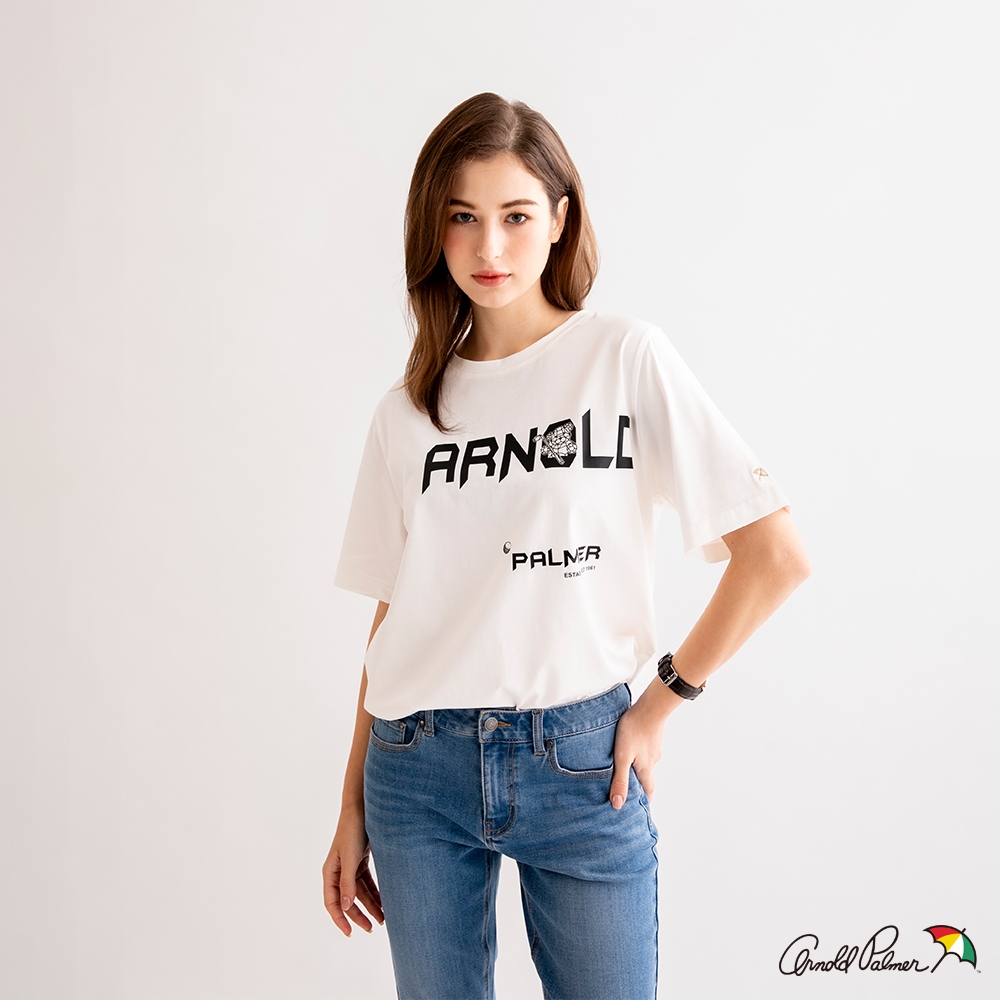 Arnold Palmer -女裝-彈性棉主題LOGO印花T-Shirt-米色