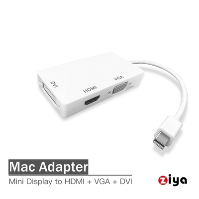 ZIYA Mac 轉接線 MiniDisplayPort 轉 VGA HDMI DVI