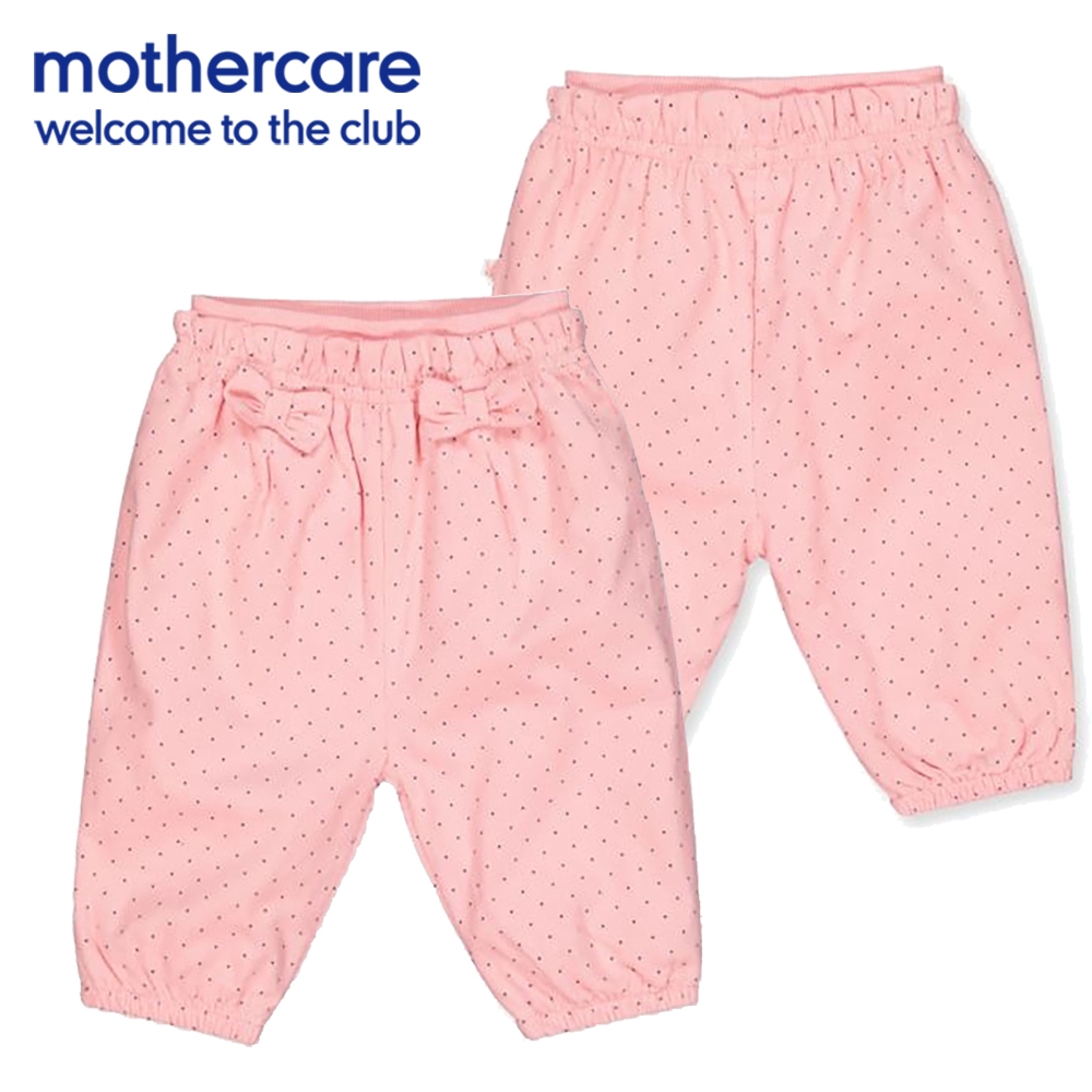 mothercare 專櫃童裝 粉紅蝴蝶結點點厚長褲 (6-24個月)