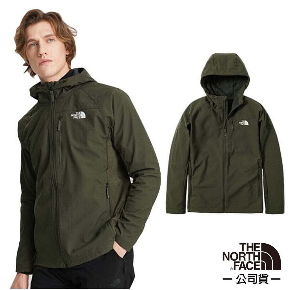 【The North Face】男 WindWall 防風可調節連帽外套.夾克_4R2B-21L 綠色