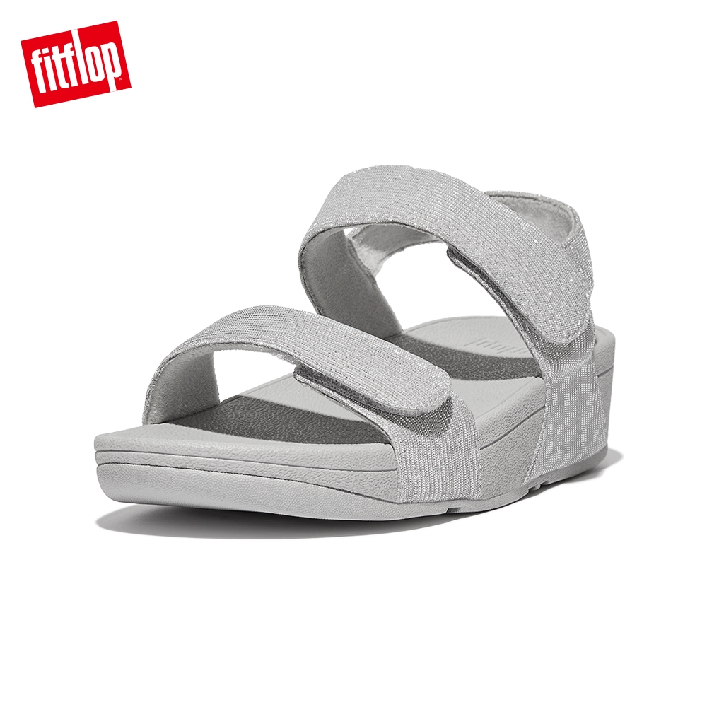 【FitFlop】LULU ADJUSTABLE SHIMMERLUX BACK-STRAP SANDALS 經典亮粉可調整式後帶涼鞋-女(銀色)